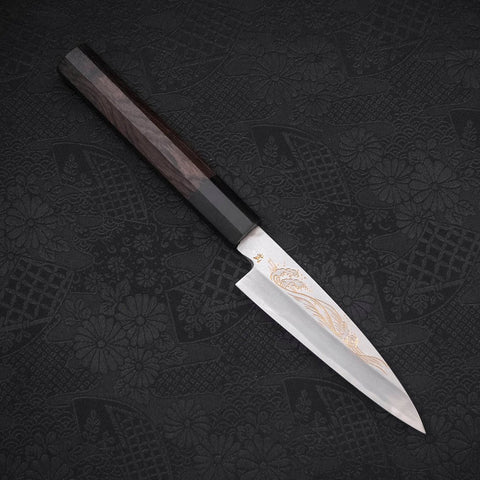 Koyanagi White Steel #2 Kasumi Chokin Nami Manche en Buffle et Ébène 110mm-[Musashi]-[Couteaux de cuisine japonais]