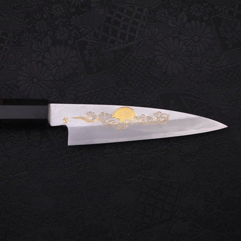 Koyanagi White Steel #2 Kasumi Chokin Nuage Chanceux Manche en Buffle et Ébène 110mm-[Musashi]-[Couteaux de cuisine japonais]