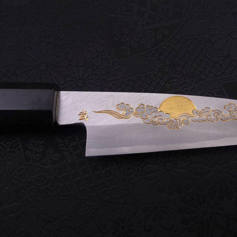 Koyanagi White Steel #2 Kasumi Chokin Nuage Chanceux Manche en Buffle et Ébène 110mm-[Musashi]-[Couteaux de cuisine japonais]