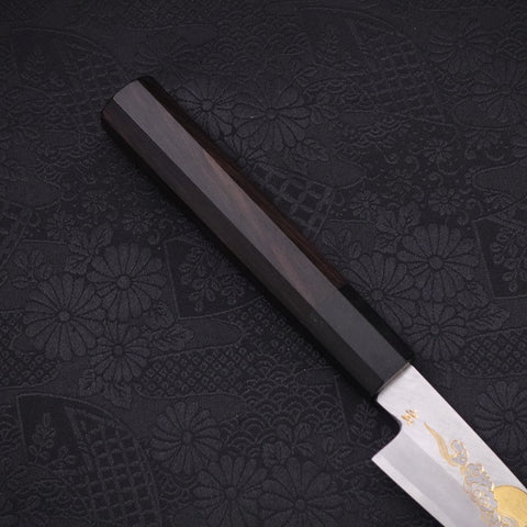 Koyanagi White Steel #2 Kasumi Chokin Nuage Chanceux Manche en Buffle et Ébène 110mm-[Musashi]-[Couteaux de cuisine japonais]