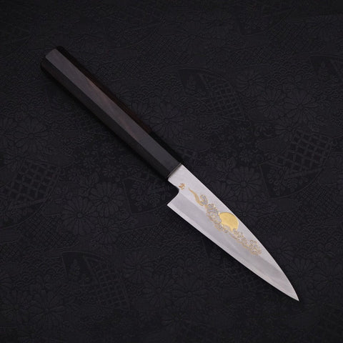 Koyanagi White Steel #2 Kasumi Chokin Nuage Chanceux Manche en Buffle et Ébène 110mm-[Musashi]-[Couteaux de cuisine japonais]