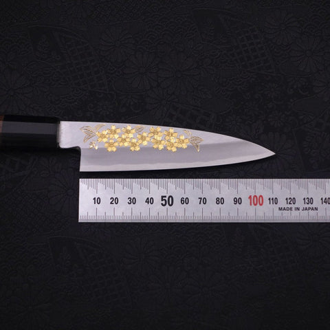 Koyanagi White Steel #2 Kasumi Chokin Sakura Manche en Buffle et Ébène 110mm-[Musashi]-[Couteaux de cuisine japonais]