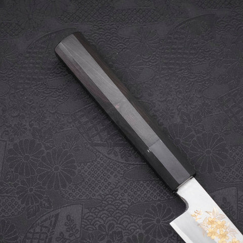 Koyanagi White Steel #2 Kasumi Chokin Sakura Manche en Buffle et Ébène 150mm-[Musashi]-[Couteaux de cuisine japonais]