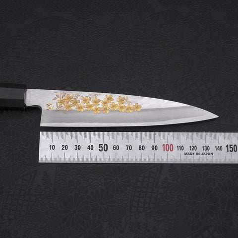 Koyanagi White Steel #2 Kasumi Chokin Sakura Manche en Buffle et Ébène 150mm-[Musashi]-[Couteaux de cuisine japonais]
