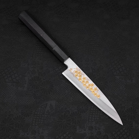 Koyanagi White Steel #2 Kasumi Chokin Sakura Manche en Buffle et Ébène 150mm-[Musashi]-[Couteaux de cuisine japonais]