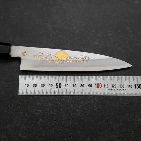 Koyanagi White steel #2 Kasumi Chokin Chance Cloud Manche en Buffle et Ébène 135mm-[Musashi]-[Couteaux de cuisine japonais]
