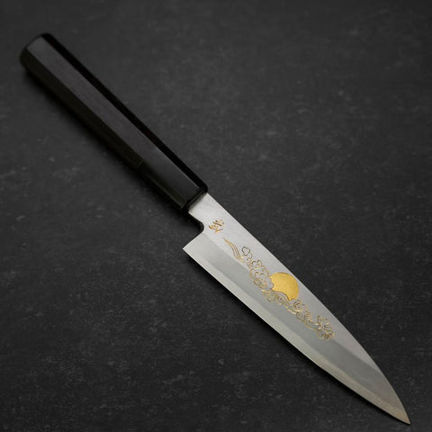 Koyanagi White steel #2 Kasumi Chokin Chance Cloud Manche en Buffle et Ébène 135mm-[Musashi]-[Couteaux de cuisine japonais]