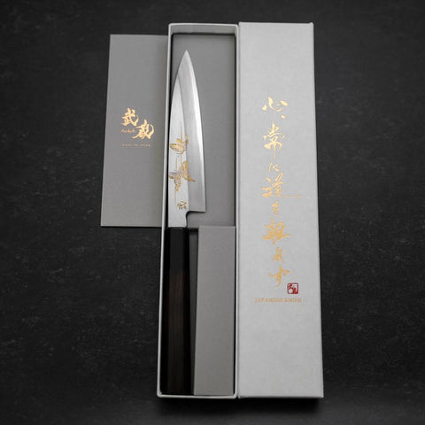 Koyanagi White steel #2 Kasumi Chokin Papillon Manche en Buffle et Ébène 135mm-[Musashi]-[Couteaux de cuisine japonais]