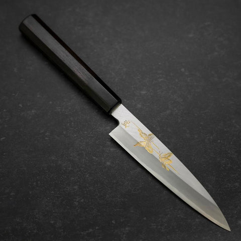 Koyanagi White steel #2 Kasumi Chokin Papillon Manche en Buffle et Ébène 135mm-[Musashi]-[Couteaux de cuisine japonais]