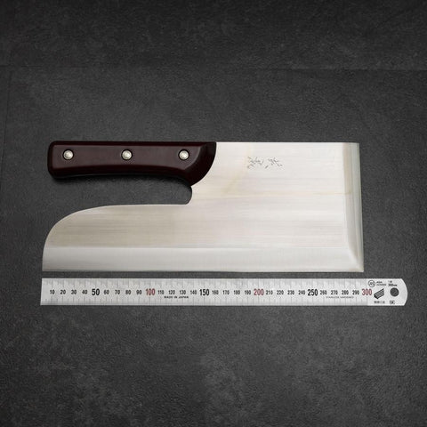 Menkiri (Couteau à Nouilles) Blue Steel #2 Poli Manche Urushi Rouge 300mm-[Musashi]-[Couteaux de cuisine japonais]