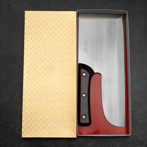 Menkiri (Couteau à Nouilles) Blue Steel #2 Poli Manche Urushi Rouge 300mm-[Musashi]-[Couteaux de cuisine japonais]