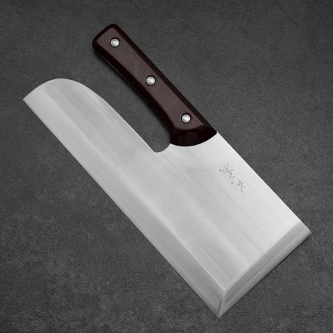 Menkiri (Couteau à Nouilles) Blue Steel #2 Poli Manche Urushi Rouge 300mm-[Musashi]-[Couteaux de cuisine japonais]