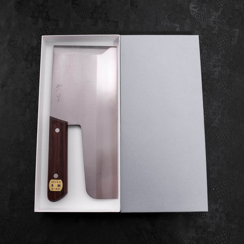 Menkiri (Couteau à nouilles) Molybdenum Poli Manche en Noyer 300mm-[Musashi]-[Couteaux de cuisine japonais]