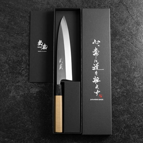 Mioroshi White Steel #2 Kasumi Manche en Buffle et Magnolia 180mm-[Musashi]-[Couteaux de cuisine japonais]