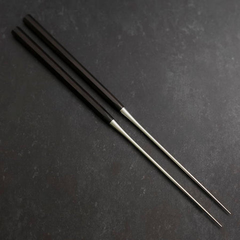 Moribashi Chopsticks Honyaki Stainless Black-Ishime Handle 150mm-[Musashi]-[Couteaux de cuisine japonais]