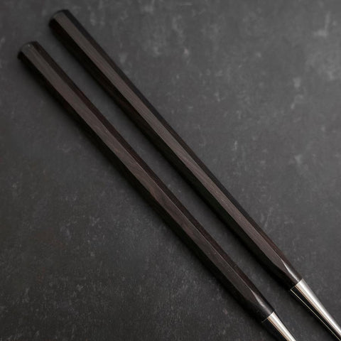 Moribashi Chopsticks Honyaki Stainless Black-Ishime Handle 150mm-[Musashi]-[Couteaux de cuisine japonais]