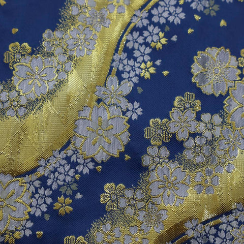 Musashi Japanese Style Kitchen Knife Roll Blue-Golden Sakura River 4 Pockets Handmade-[Musashi]-[Couteaux de cuisine japonais]