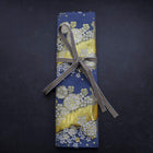 Musashi Japanese Style Kitchen Knife Roll Blue-Golden Sakura River 4 Pockets Handmade-[Musashi]-[Couteaux de cuisine japonais]