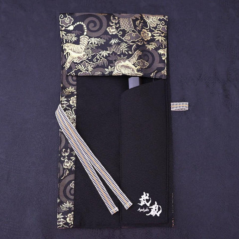 Musashi Japanese Style Kitchen Knife Roll Gold Dragon Tora(Tiger) 1 Pocket Handmade-[Musashi]-[Couteaux de cuisine japonais]