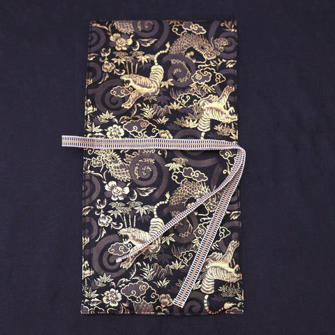 Musashi Japanese Style Kitchen Knife Roll Gold Dragon Tora(Tiger) 1 Pocket Handmade-[Musashi]-[Couteaux de cuisine japonais]