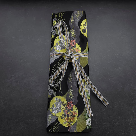 Musashi Japanese Style Kitchen Knife Roll Michi-naga Yukiwamon 4 Pockets Handmade-[Musashi]-[Couteaux de cuisine japonais]