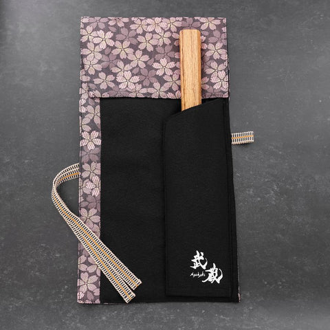 Musashi Japanese Style Kitchen Knife Roll Purple Sakura 1 Pocket Handmade-[Musashi]-[Couteaux de cuisine japonais]