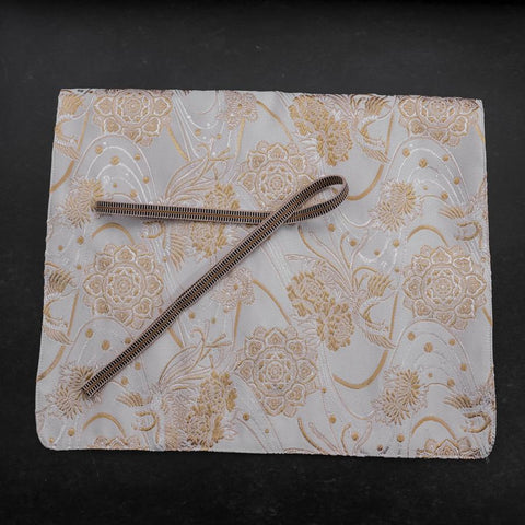 Musashi Japanese Style Kitchen Knife Roll White-Golden Phoenix 4 Pockets Handmade-[Musashi]-[Couteaux de cuisine japonais]