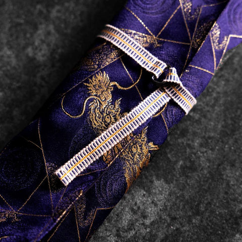 Musashi Rouleau de Couteaux de Cuisine Style Japonais Bleu Marine et Doré Dragon 2 Pochette Fait Main-[Musashi]-[Couteaux de cuisine japonais]