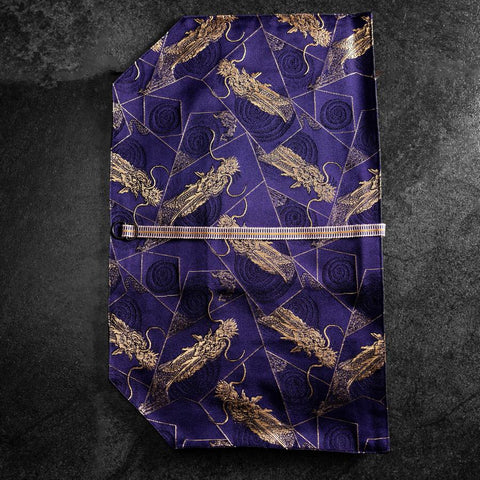 Musashi Rouleau de Couteaux de Cuisine Style Japonais Bleu Marine et Doré Dragon 2 Pochette Fait Main-[Musashi]-[Couteaux de cuisine japonais]