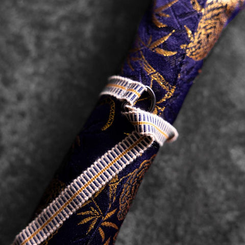 Musashi Rouleau de Couteaux de Cuisine Style Japonais Bleu Marine et Doré Tigre 2 Pochette Fait Main-[Musashi]-[Couteaux de cuisine japonais]