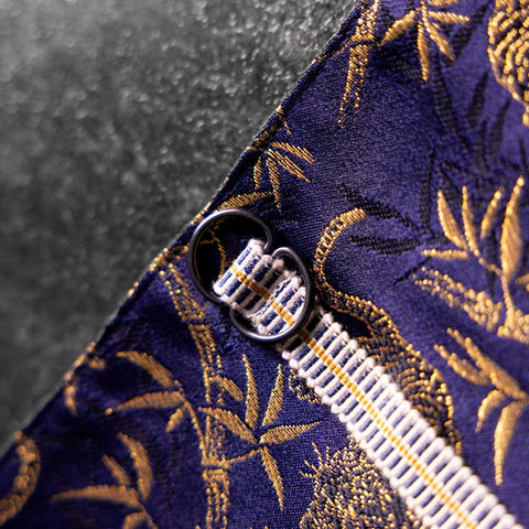Musashi Rouleau de Couteaux de Cuisine Style Japonais Bleu Marine et Doré Tigre 2 Pochette Fait Main-[Musashi]-[Couteaux de cuisine japonais]