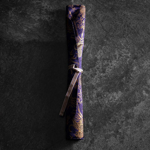 Musashi Rouleau de Couteaux de Cuisine Style Japonais Bleu Marine et Doré Tigre 2 Pochette Fait Main-[Musashi]-[Couteaux de cuisine japonais]