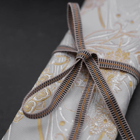 Musashi Rouleau de Couteaux de Cuisine Style Japonais White-Golden Phoenix 4 Pochettes Fait Main-[Musashi]-[Couteaux de cuisine japonais]