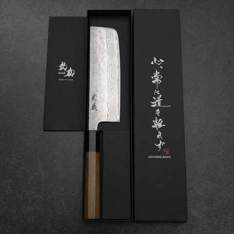 Nakiri 440C Nashiji Damas Manche en Buffle et Bubinga 165mm-[Musashi]-[Couteaux de cuisine japonais]