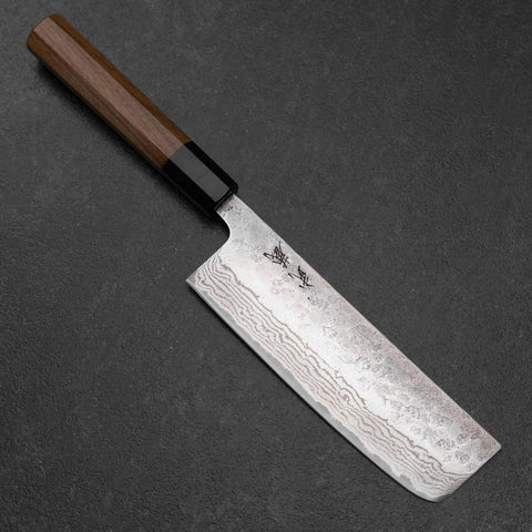Nakiri 440C Nashiji Damas Manche en Buffle et Bubinga 165mm-[Musashi]-[Couteaux de cuisine japonais]