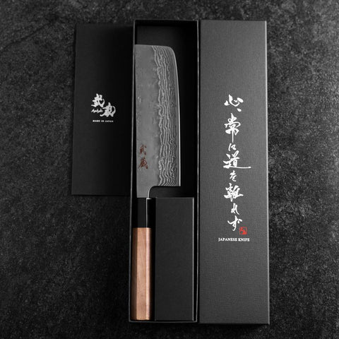 Nakiri 440C Nashiji Damas Manche en Buffle et Noyer 165mm-[Musashi]-[Couteaux de cuisine japonais]