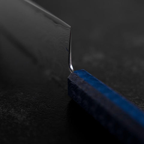 Nakiri AUS-10 Damas Manche Urushi Bleu 165mm-[Musashi]-[Couteaux de cuisine japonais]