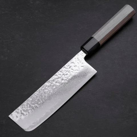 Nakiri AUS-10 Mirror Tsuchime Damas Manche en Buffle et Magnolia 165mm-[Musashi]-[Couteaux de cuisine japonais]