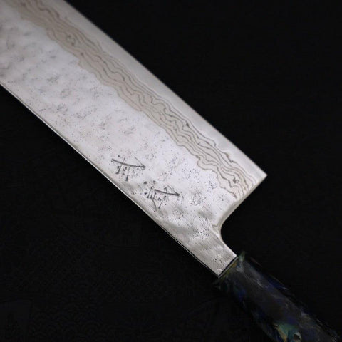 Nakiri AUS-10 Nashiji Damas Manche Feux D'Artifices Océan 165mm-[Musashi]-[Couteaux de cuisine japonais]