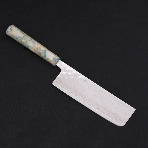 Nakiri AUS-10 Nashiji Damas Manche Mix Blanc Océan 165mm-[Musashi]-[Couteaux de cuisine japonais]