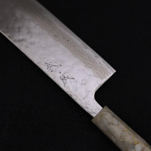 Nakiri AUS-10 Nashiji Damas Manche Océan Blanc et Bleu 165mm-[Musashi]-[Couteaux de cuisine japonais]