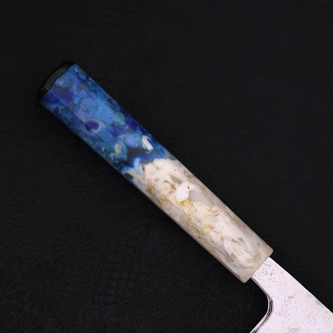Nakiri AUS-10 Nashiji Damas Manche Océan Blanc et Bleu 165mm-[Musashi]-[Couteaux de cuisine japonais]