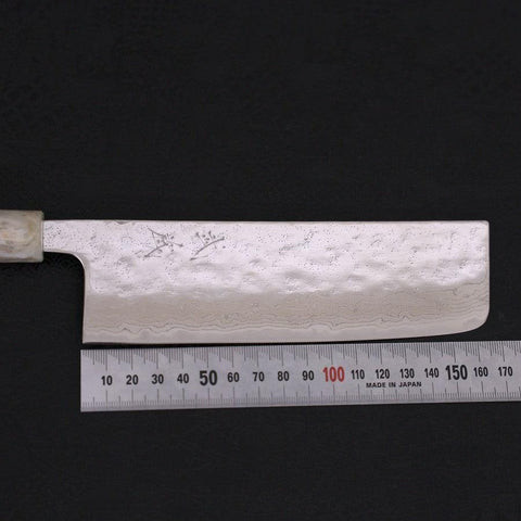 Nakiri AUS-10 Nashiji Damas Manche Océan Blanc et Bleu 165mm-[Musashi]-[Couteaux de cuisine japonais]