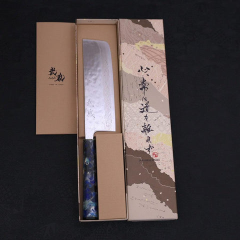 Nakiri AUS-10 Nashiji Damas Manche Océan Feux D'Artifices 165mm-[Musashi]-[Couteaux de cuisine japonais]