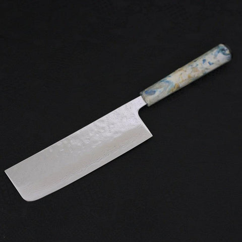 Nakiri AUS-10 Nashiji Damas Manche Océan Mélange Blanc 165mm-[Musashi]-[Couteaux de cuisine japonais]