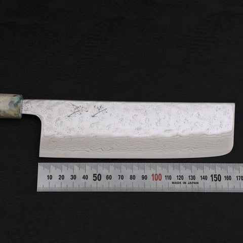 Nakiri AUS-10 Nashiji Damas Manche Océan Mélange Blanc 165mm-[Musashi]-[Couteaux de cuisine japonais]