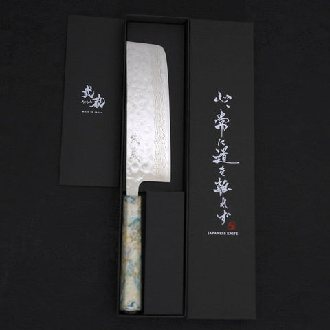 Nakiri AUS-10 Nashiji Damas Manche Océan Mélange Blanc 165mm-[Musashi]-[Couteaux de cuisine japonais]