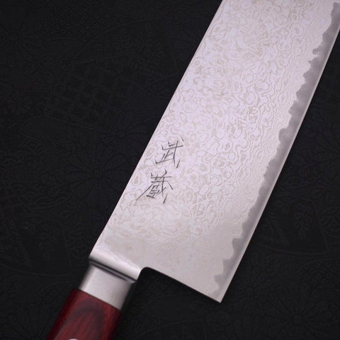 Nakiri AUS-10 Nickel en Vagues Damas Manche Occidental Rouge 165mm-[Musashi]-[Couteaux de cuisine japonais]