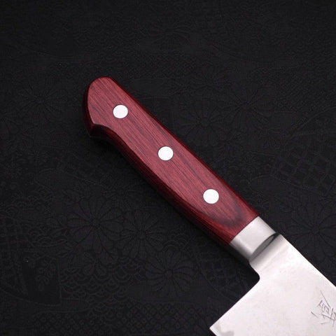Nakiri AUS-10 Nickel en Vagues Damas Manche Occidental Rouge 165mm-[Musashi]-[Couteaux de cuisine japonais]