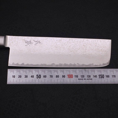 Nakiri AUS-10 Nickel en Vagues Damas Manche Occidental Rouge 165mm-[Musashi]-[Couteaux de cuisine japonais]